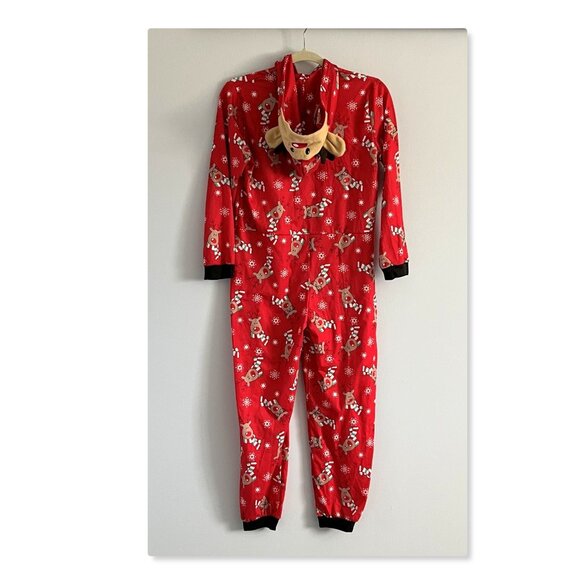 Matching Family Pajamas Reindeer Antler Zipper Onesie RED SZ 11T / KID - Picture 10 of 14